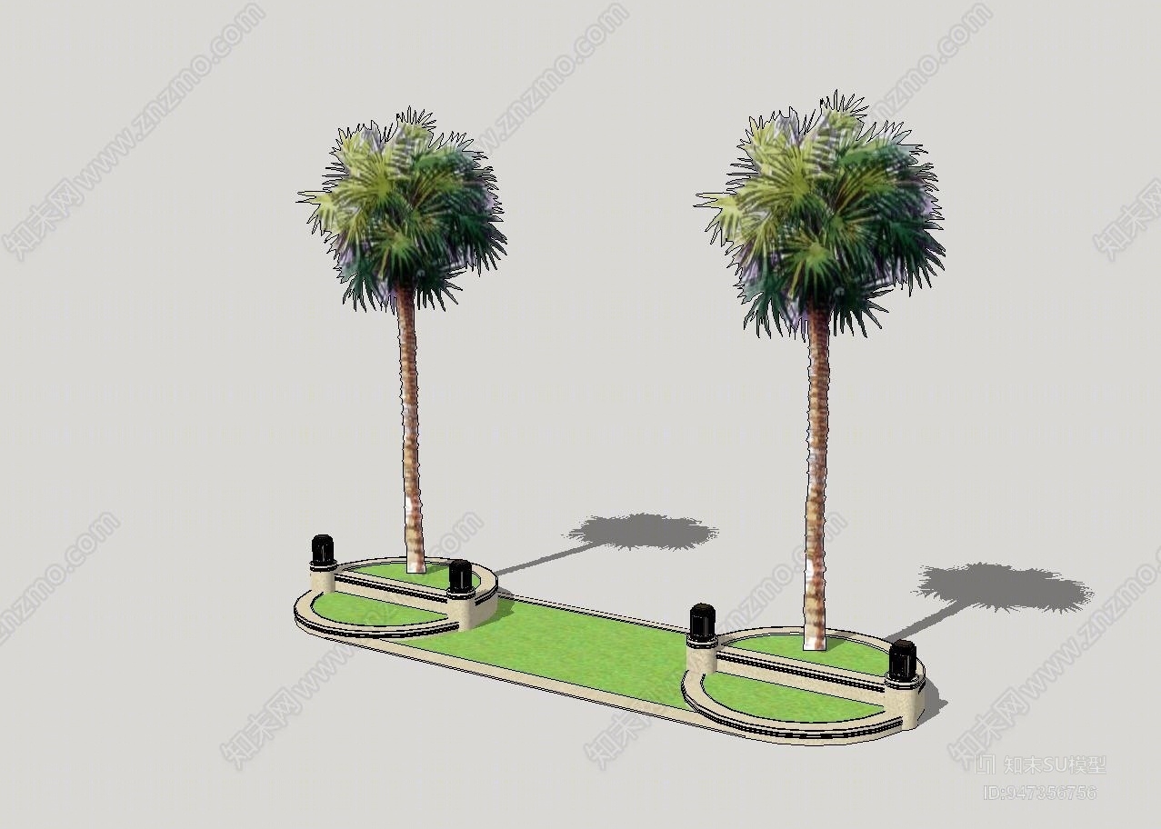 现代花草SU模型草图