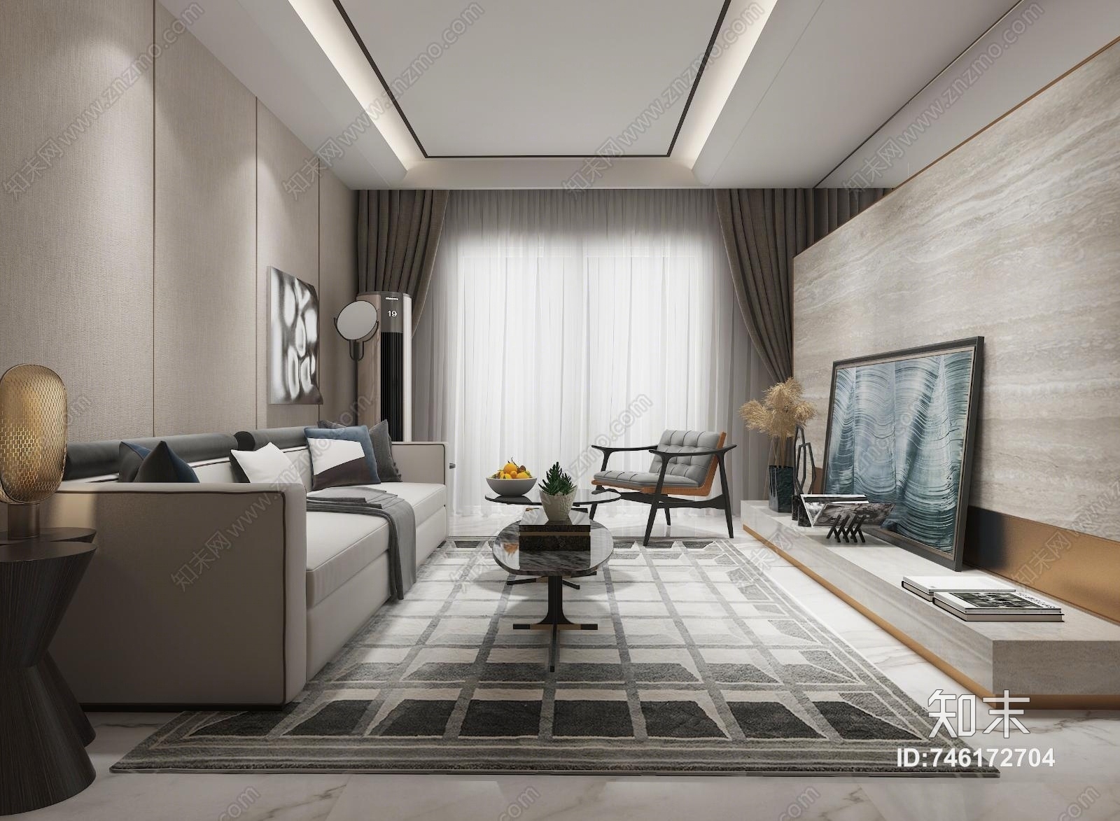 库玛设计现代客厅3D模型下载【ID:746172704】