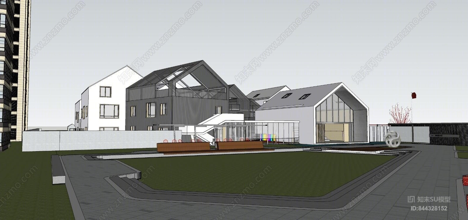 现代合肥皖投万科天下艺境幼儿园SU模型下载【ID:844328152】