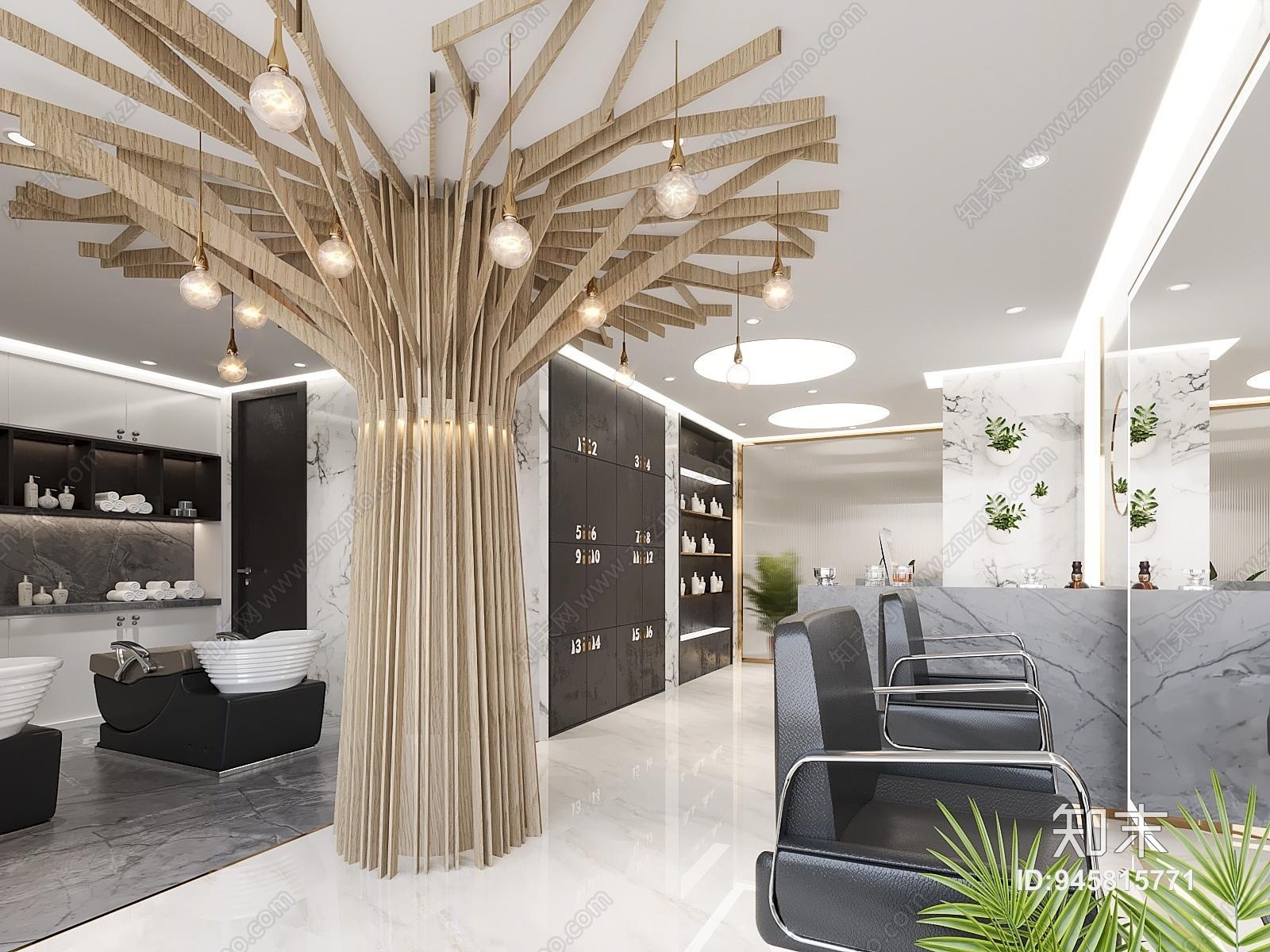 现代轻奢理发店3D模型下载【ID:945815771】