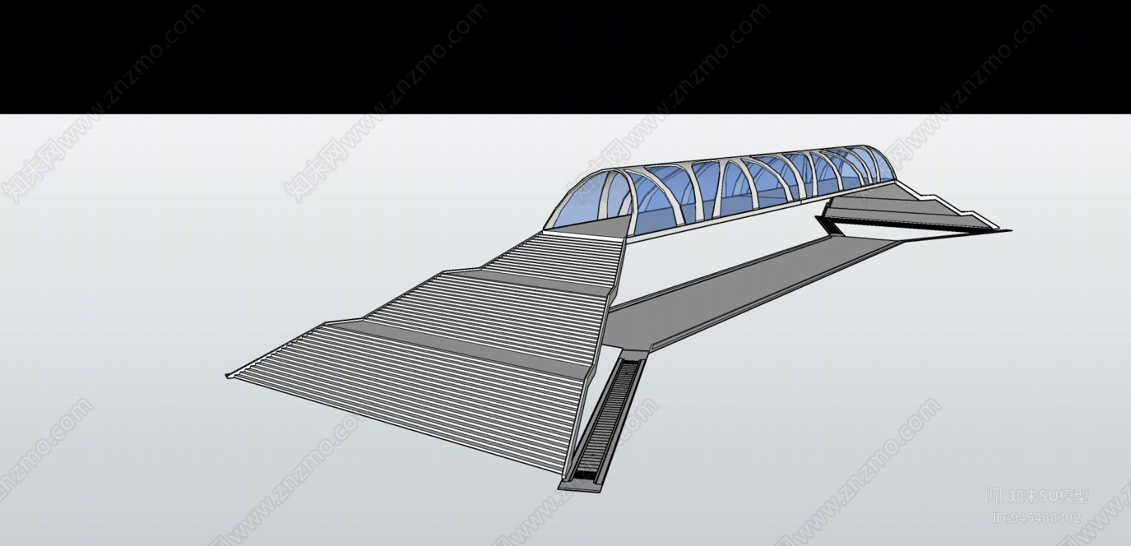 现代天桥廊架SU模型下载【ID:945488302】