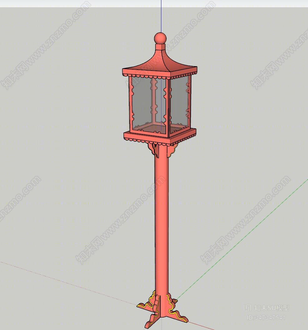 古典古建筑式路灯SU模型下载【ID:347347541】