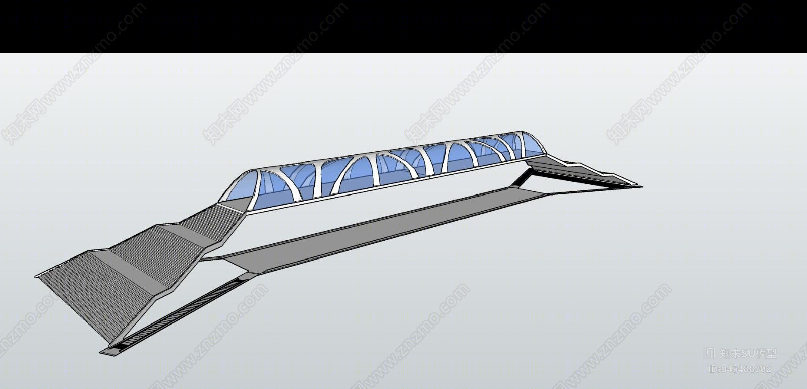 现代天桥廊架SU模型下载【ID:945488302】