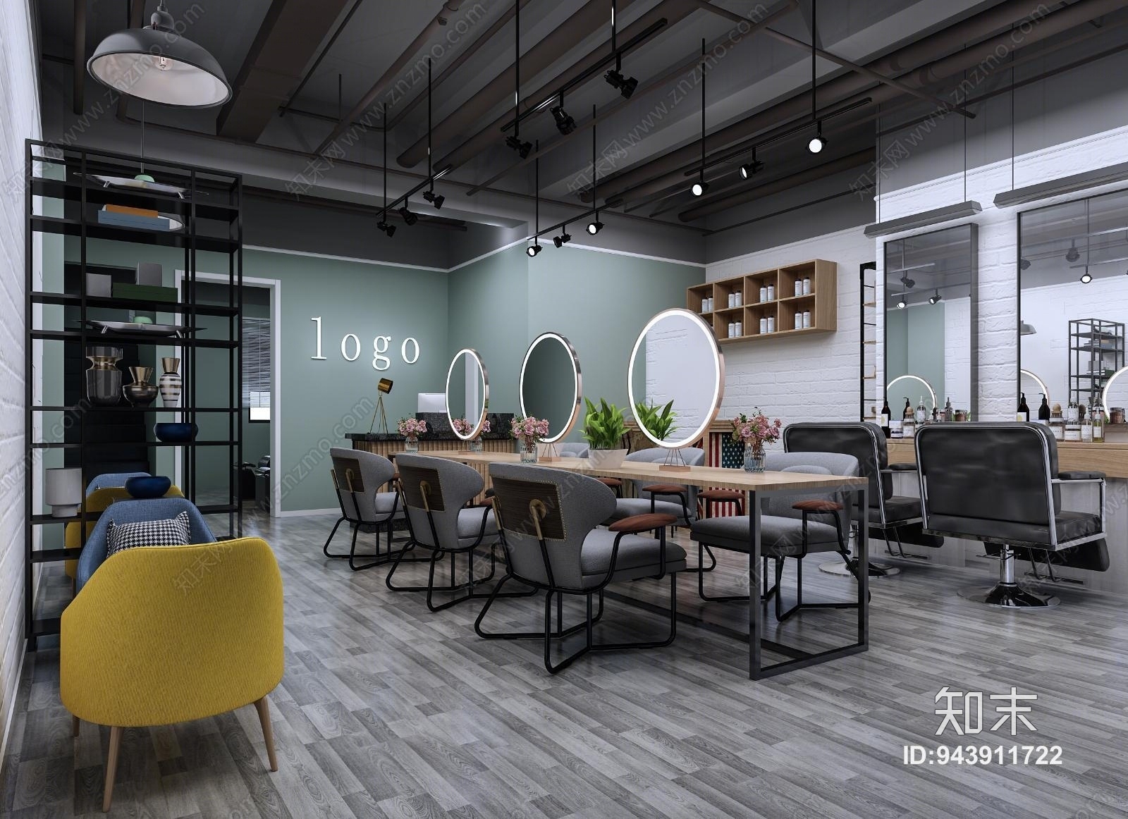 工业风格理发店3D模型下载【ID:943911722】