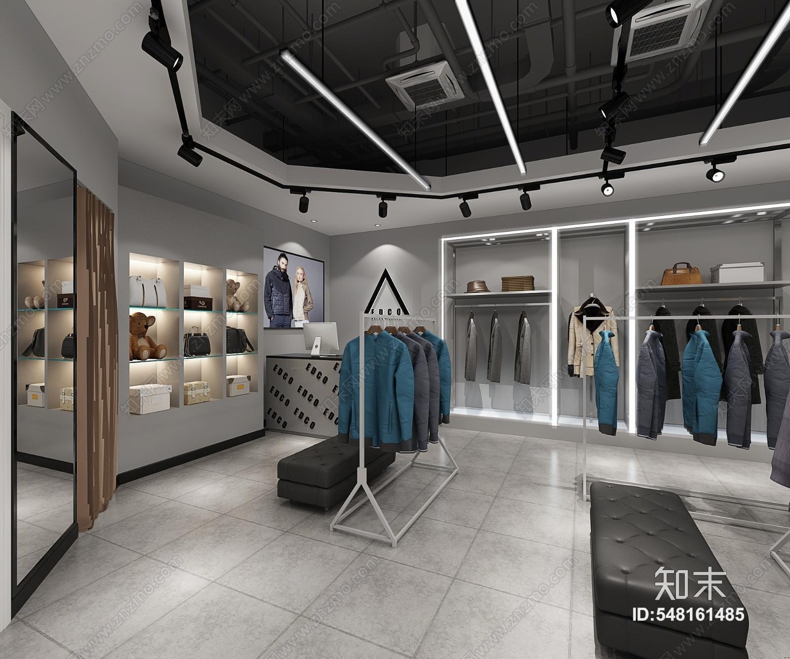 现代衣服店3D模型下载【ID:548161485】