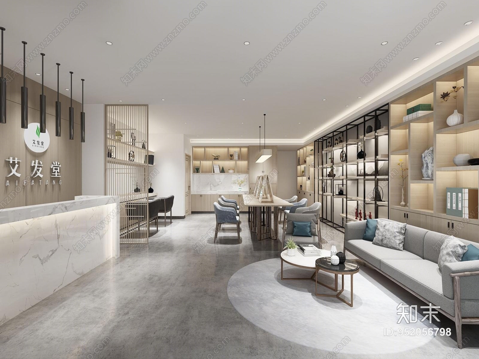 新中式理发店3D模型下载【ID:952056798】