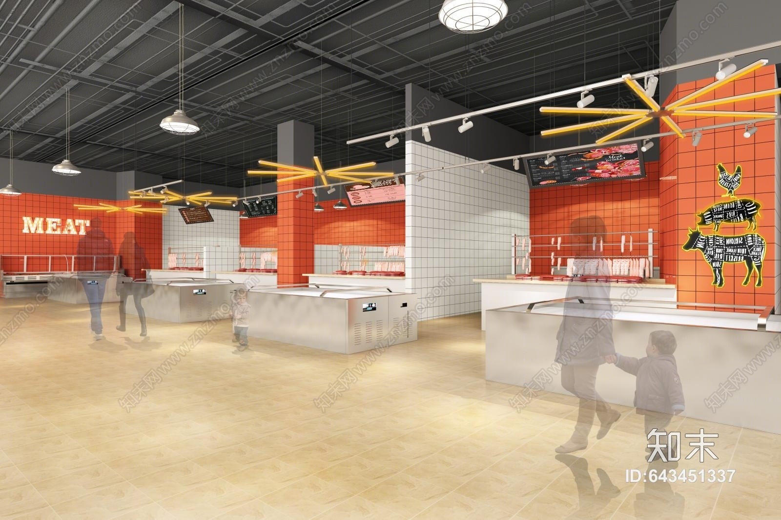 工业风菜市场肉铺冰箱3D模型下载【ID:643451337】
