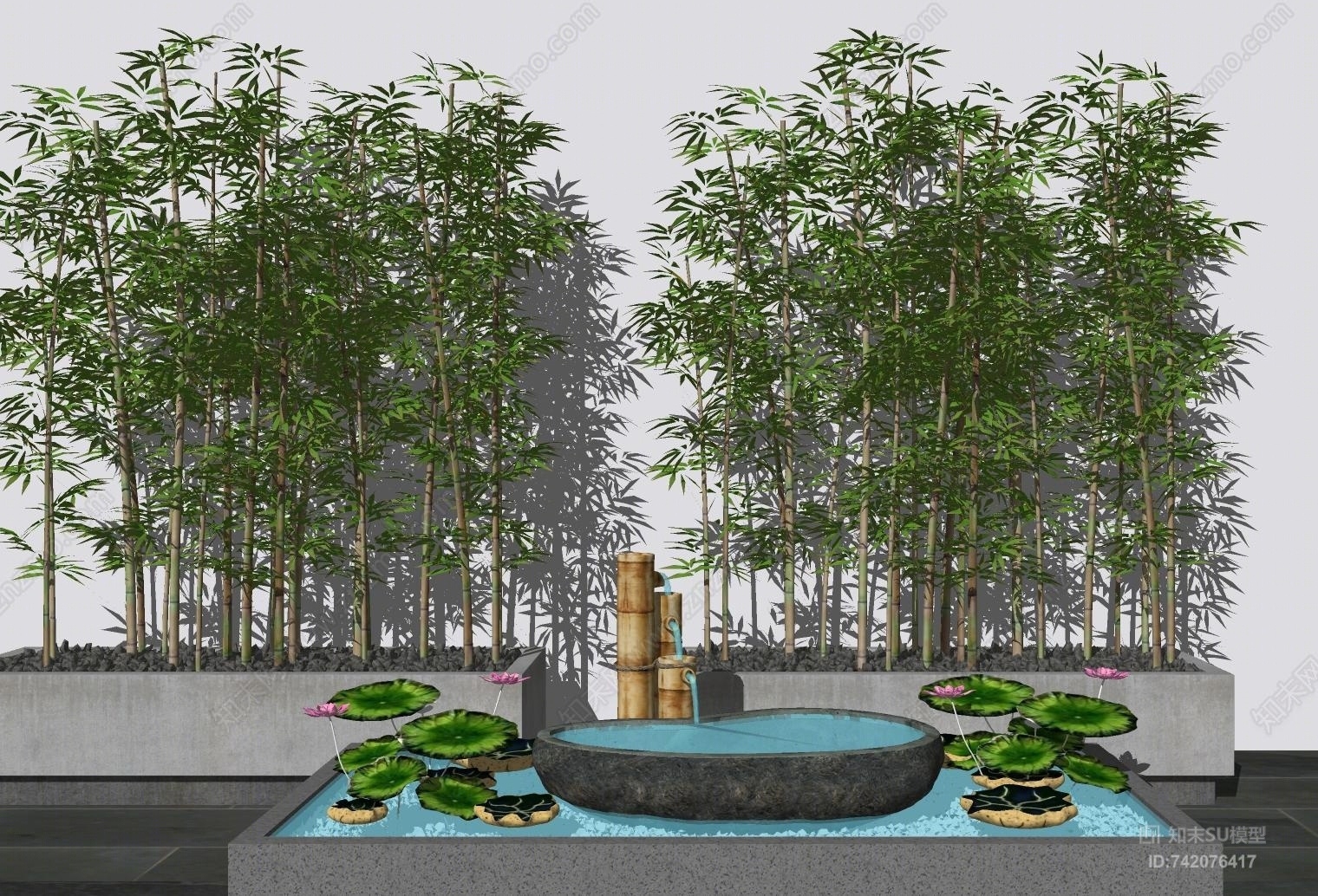 新中式竹子SU模型下载【ID:742076417】