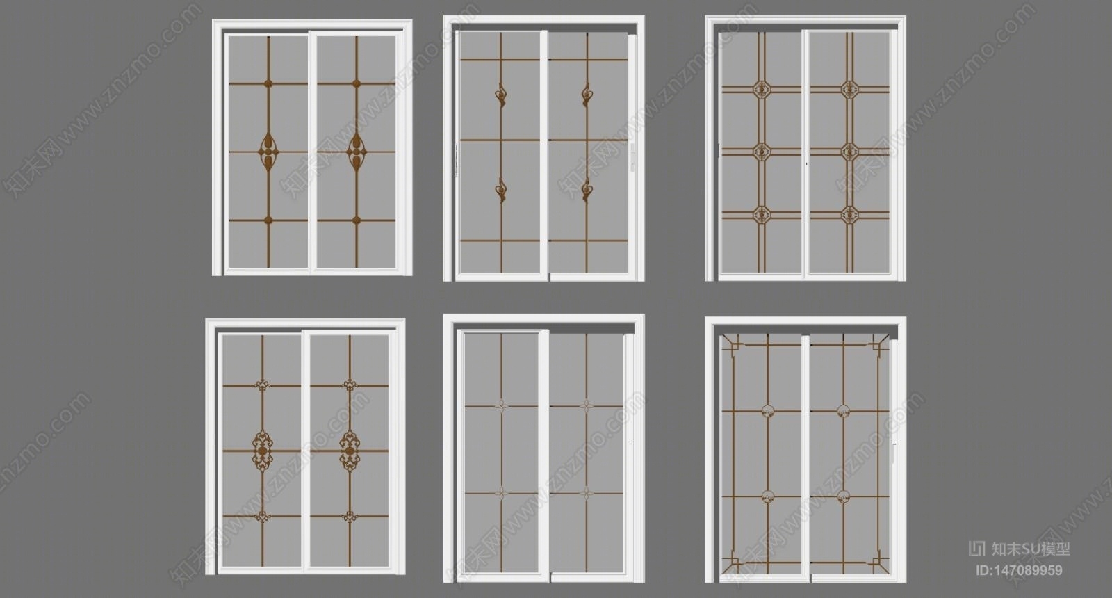 欧式风格厨房推拉门SU模型下载【ID:147089959】