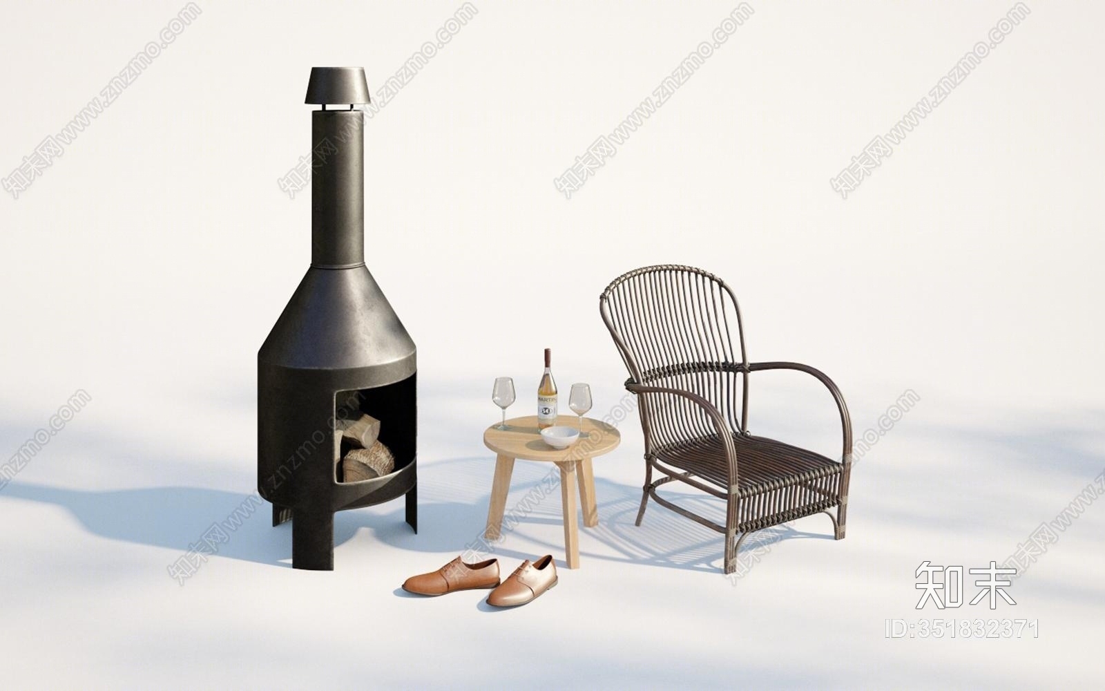 现代户外休闲椅3D模型下载【ID:351832371】