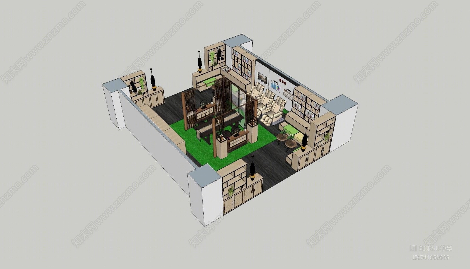 现代休息区SU模型下载【ID:741859655】