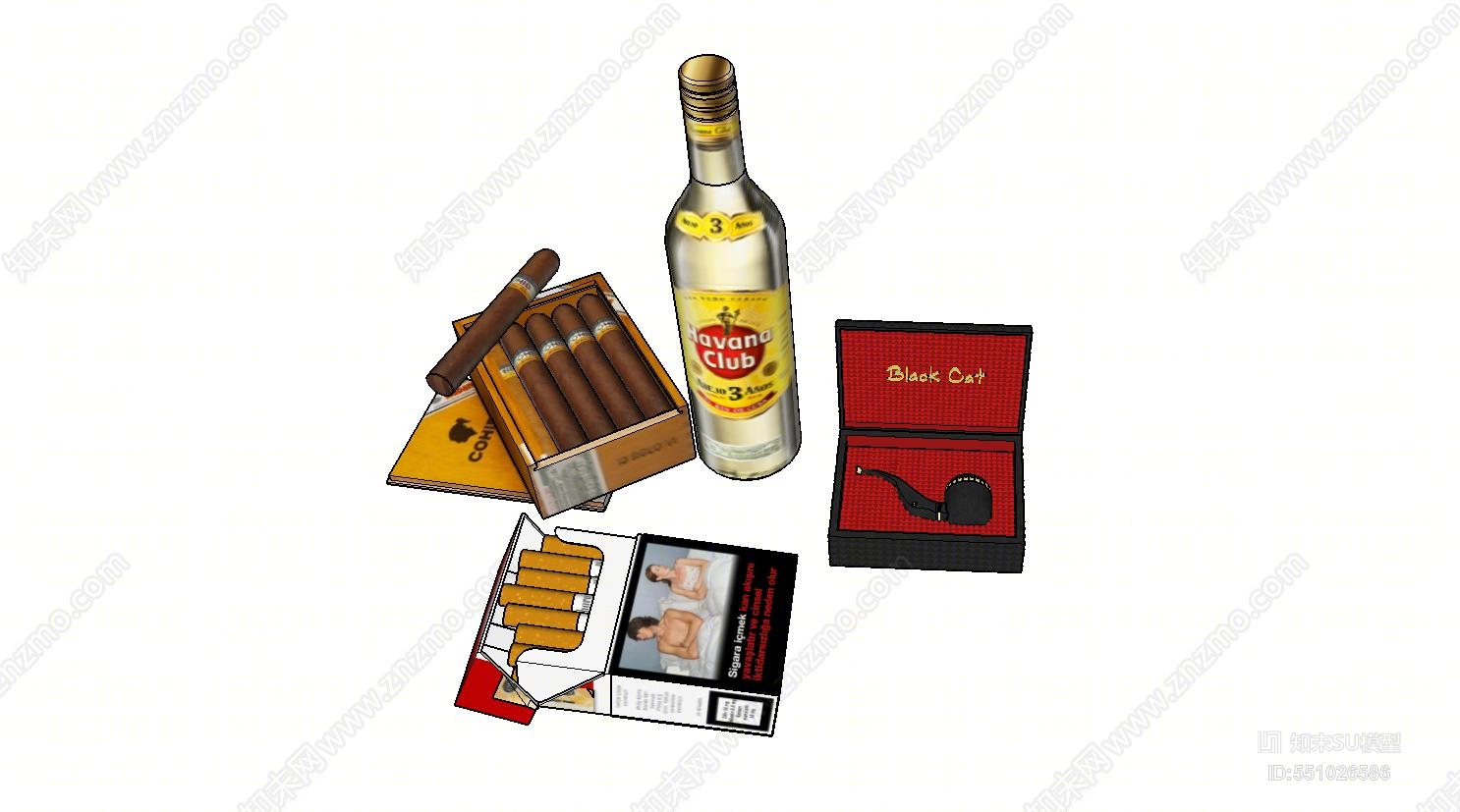 现代风格香烟SU模型下载【ID:551026586】
