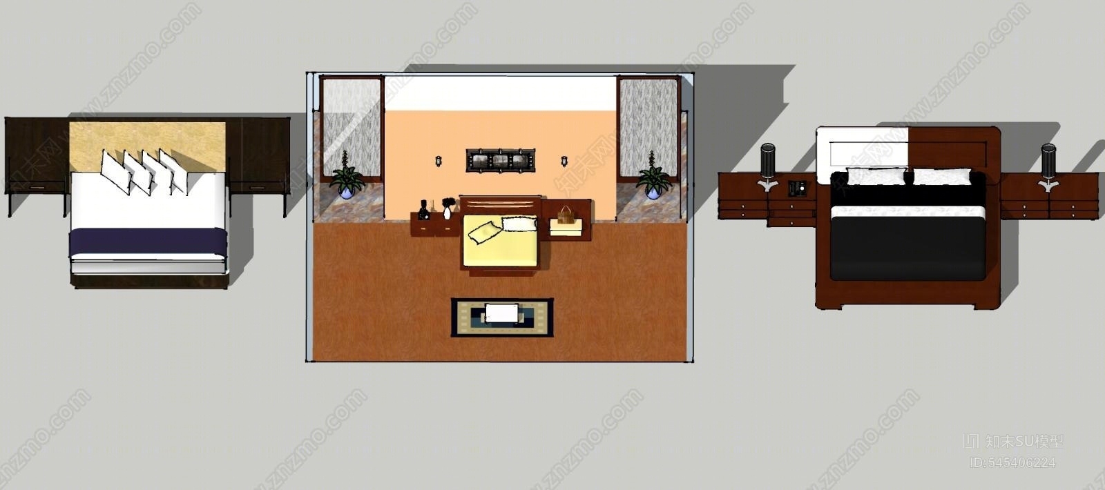 现代儿童床SU模型下载【ID:545406224】