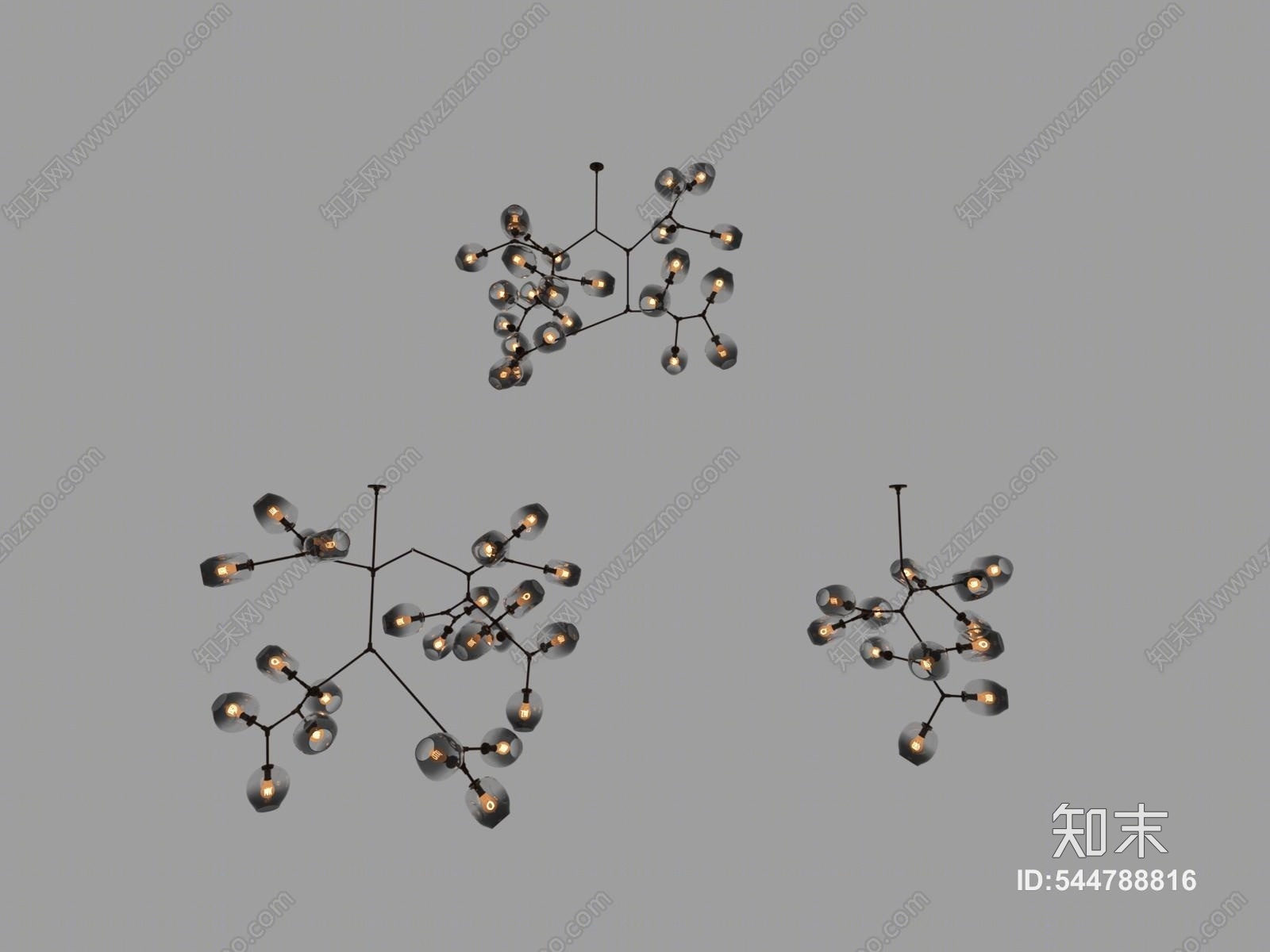 现代玻璃吊灯3D模型下载【ID:544788816】