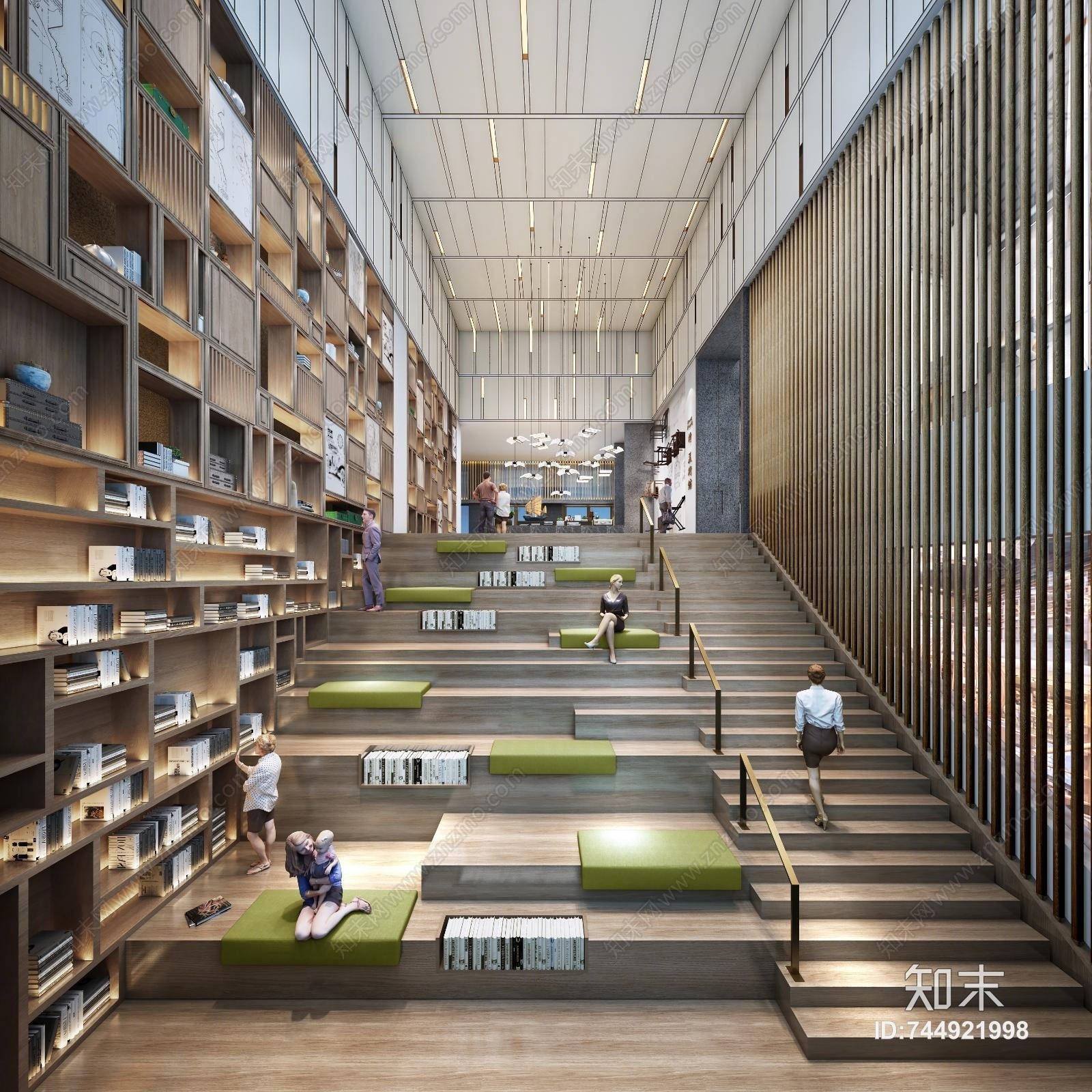 现代风格阶梯书店3D模型下载【ID:744921998】