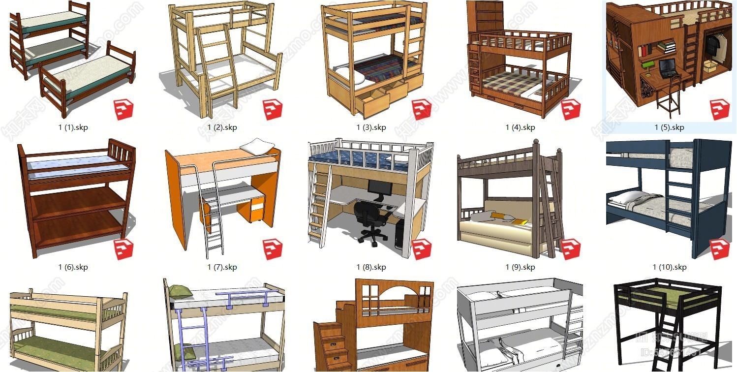 现代风格儿童上下床SU模型下载【ID:547661491】