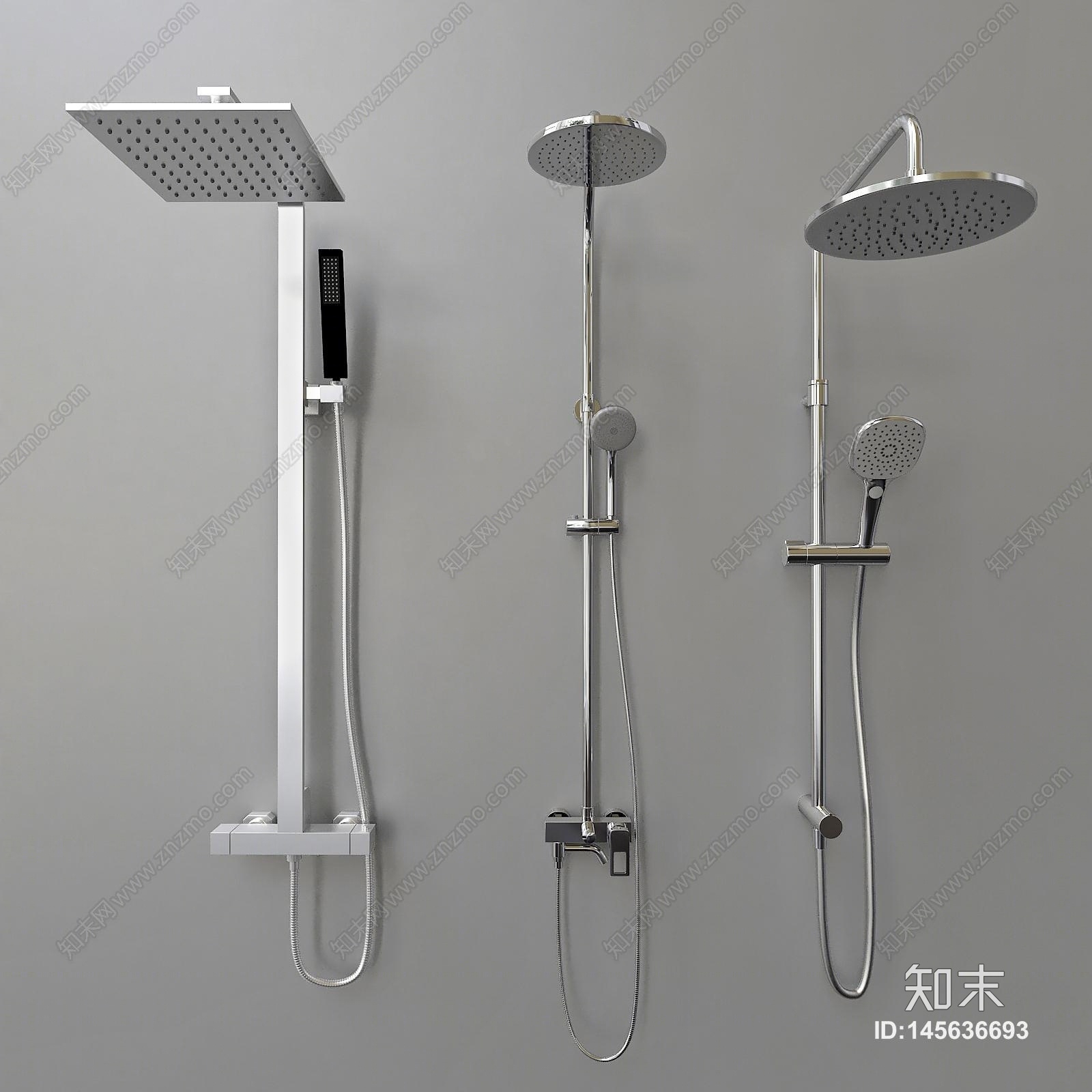 淋浴花洒喷头3D模型下载【ID:145636693】