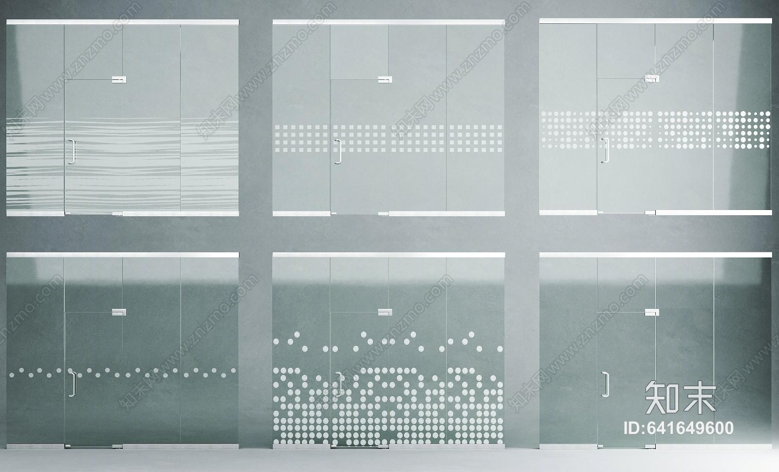 现代办公室玻璃推拉门3D模型下载【ID:641649600】