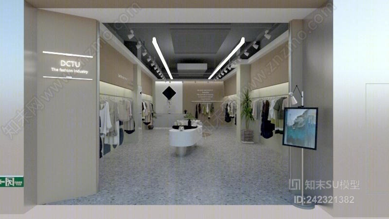 现代简约时尚女装门市档口服装店SU模型下载【ID:242321382】
