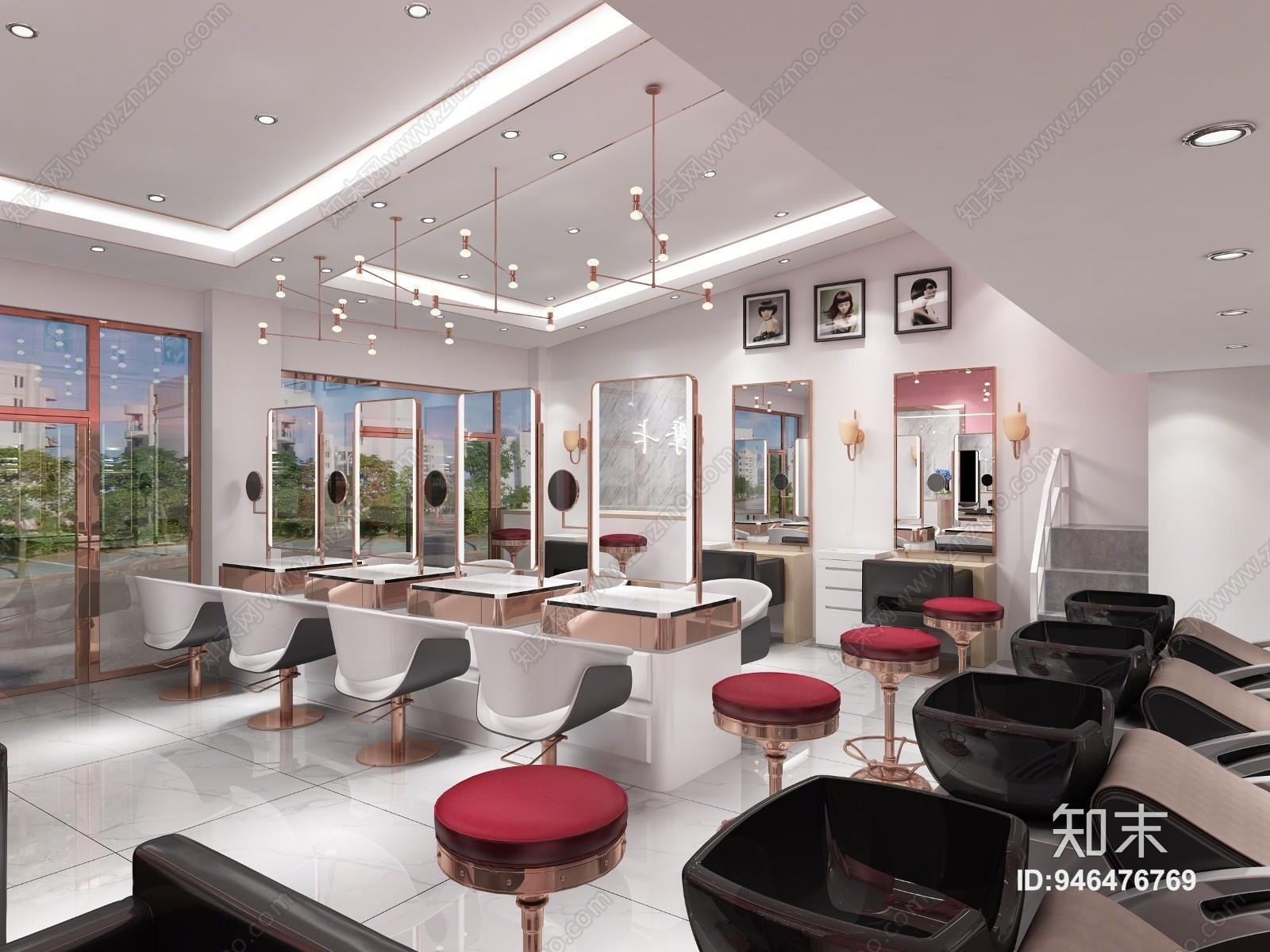 北欧轻奢理发店3D模型下载【ID:946476769】