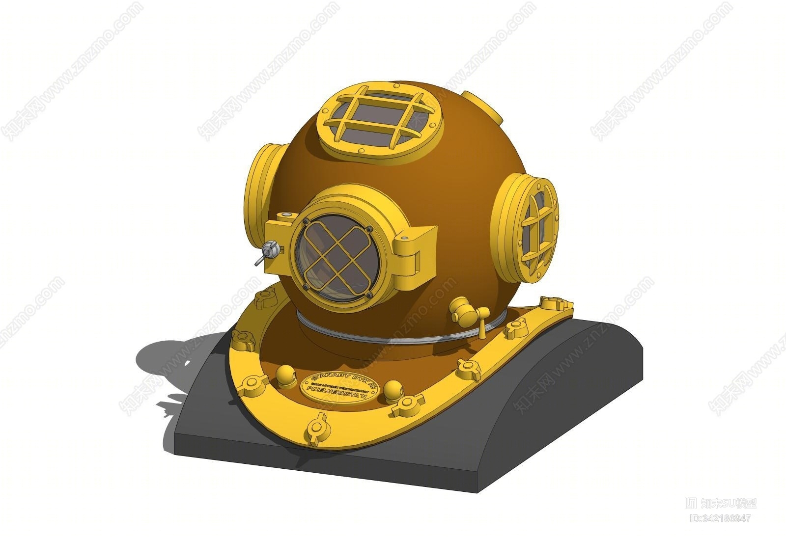 现代深海潜水头盔SU模型下载【ID:342186947】