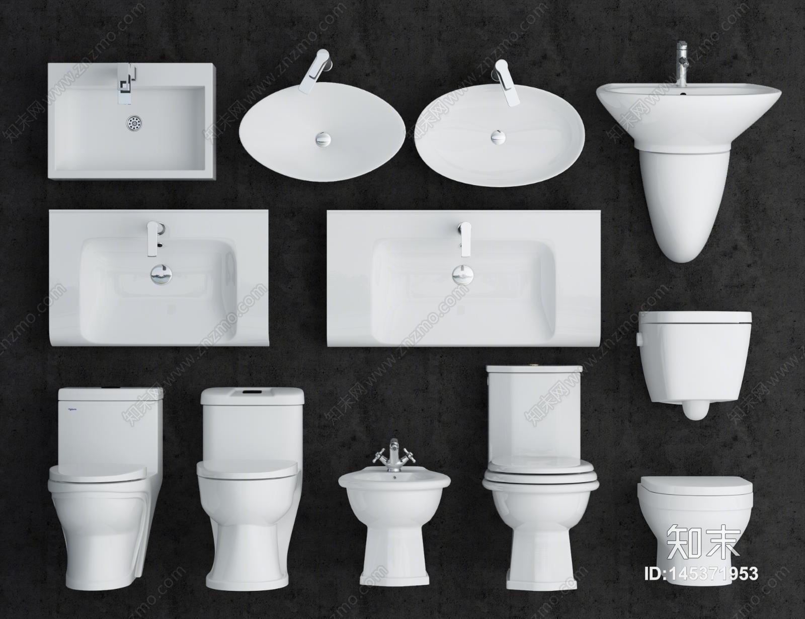 现代卫生间洁具3D模型下载【ID:145371953】