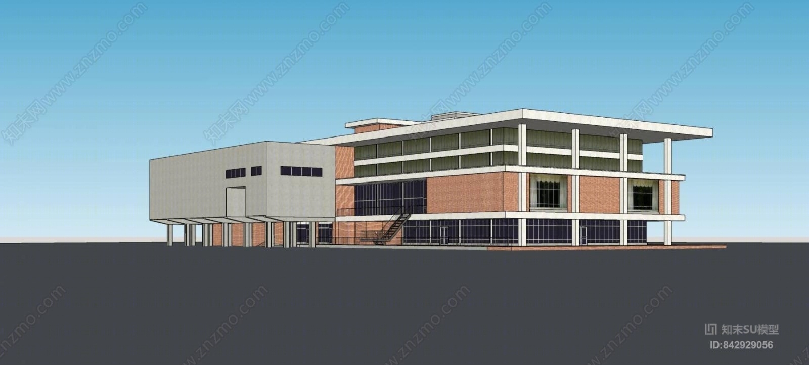 欧式多层办公楼SU模型下载【ID:842929056】
