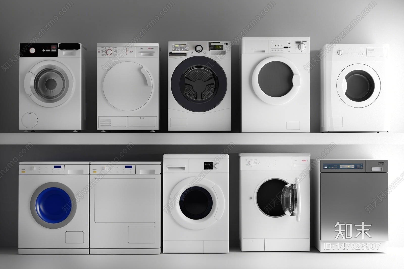 现代滚筒洗衣机3D模型下载【ID:147923507】