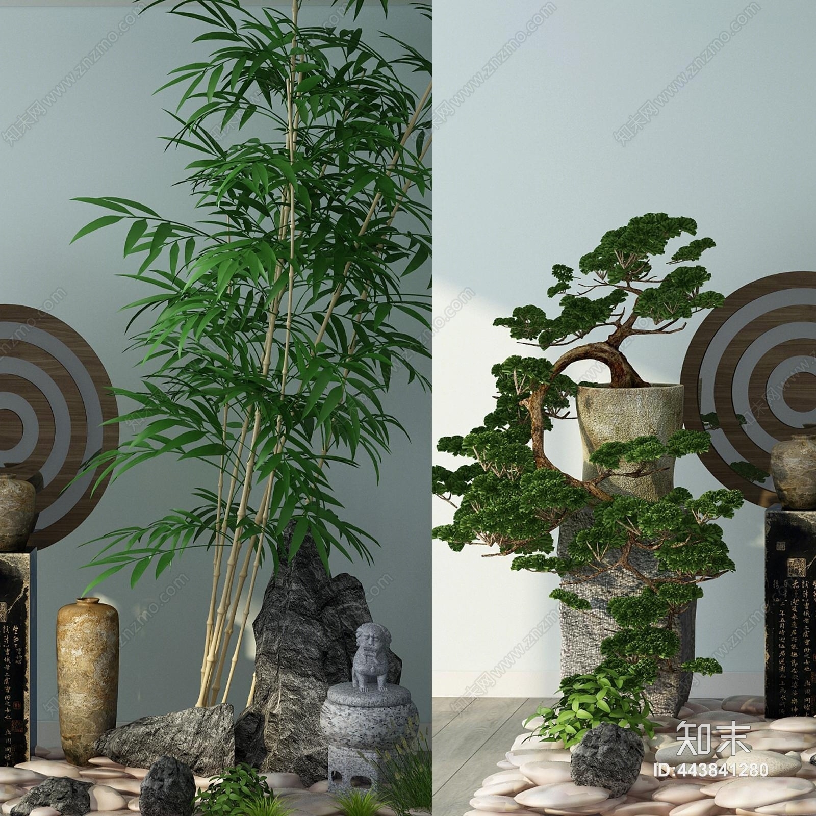 现代绿植摆件3D模型下载【ID:443841280】