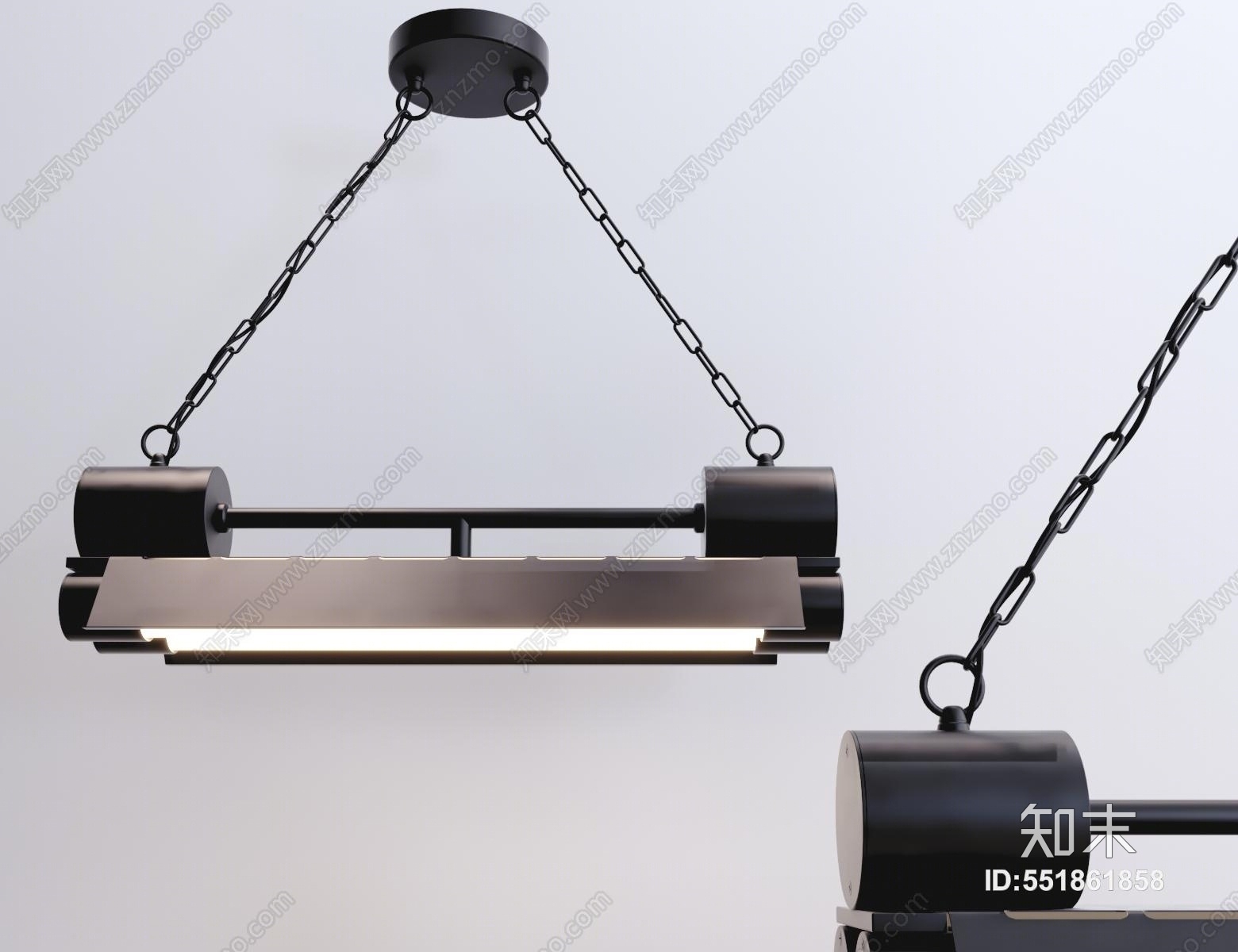 工业风灯管吊灯3D模型下载【ID:551861858】