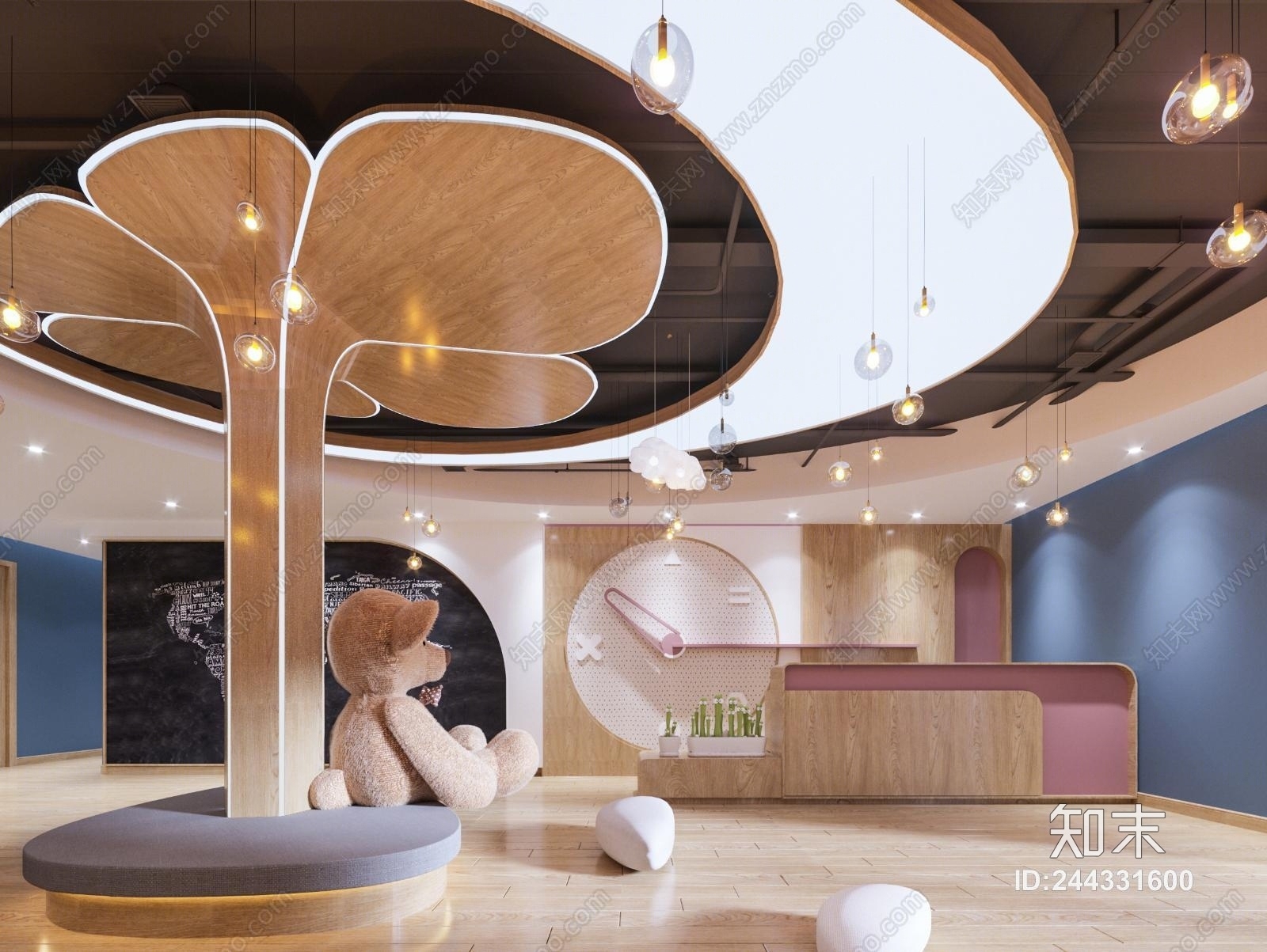 现代幼儿园大厅教育机构3D模型下载【ID:244331600】