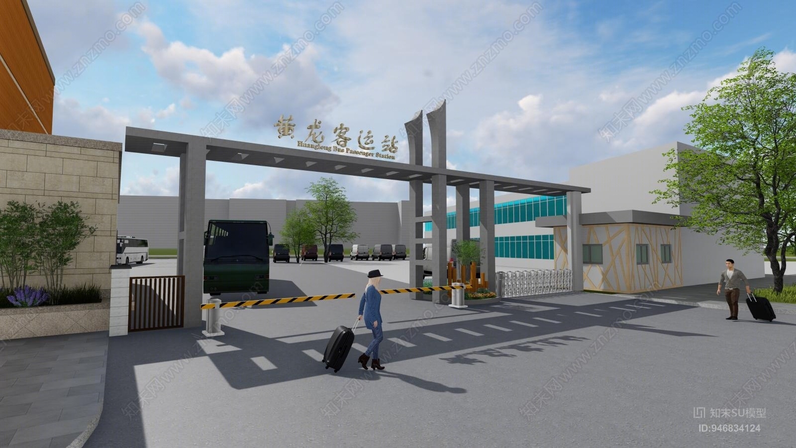 现代汽车客运站大门SU模型下载【ID:946834124】