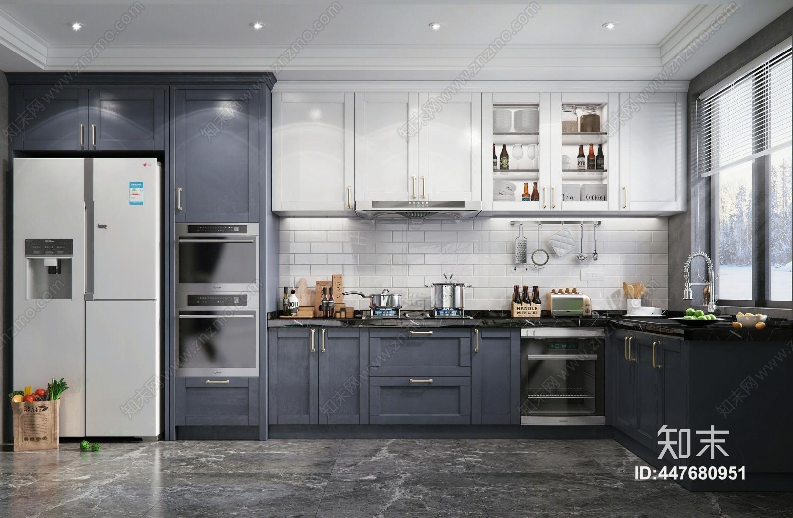 北欧风格厨房橱柜3D模型下载【ID:447680951】