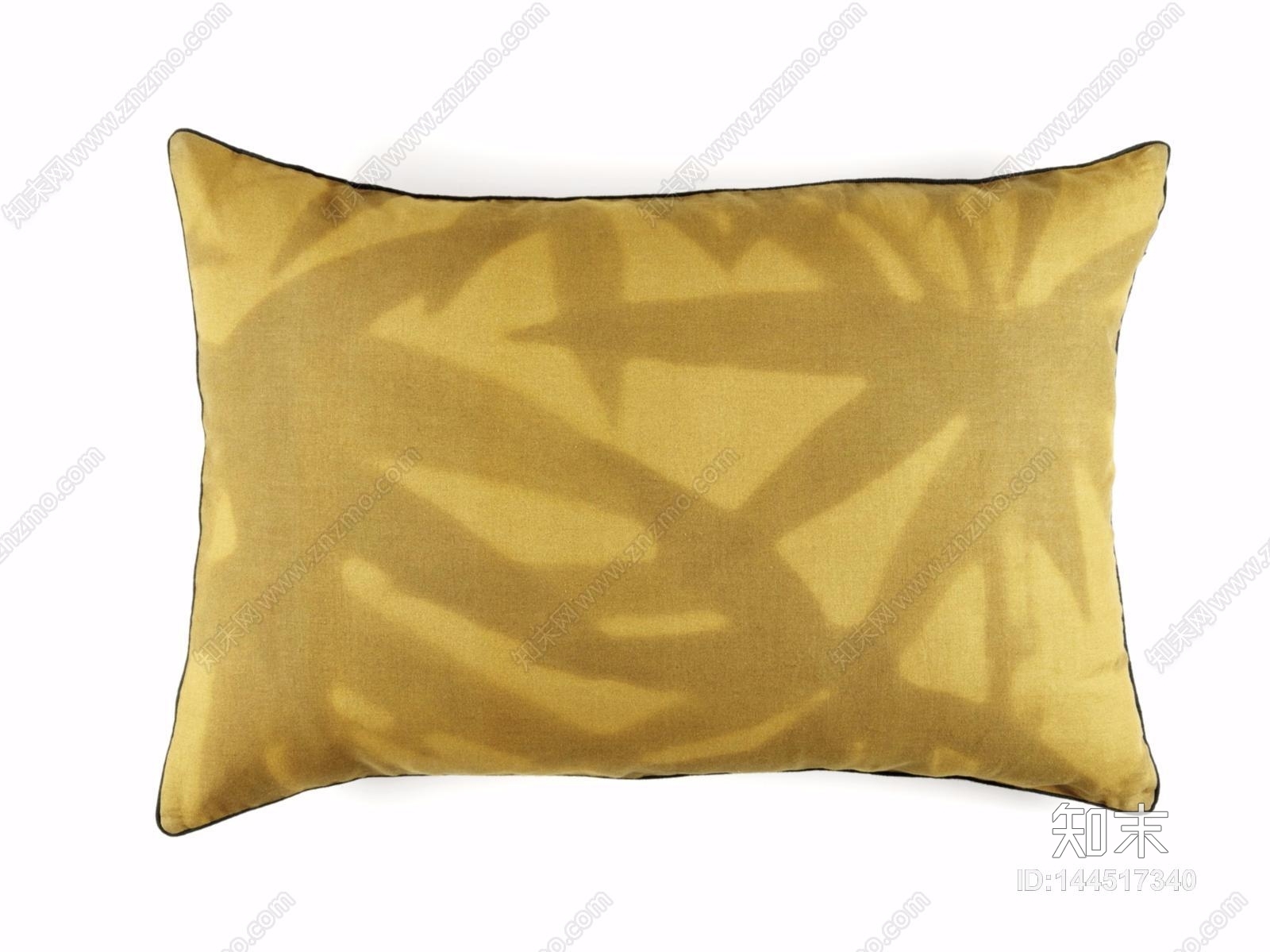 现代简约轻奢黄色树叶图案装饰抱枕贴图贴图下载【ID:144517340】
