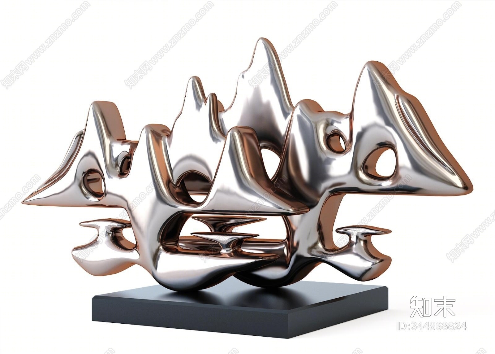 新中式假山雕塑3D模型下载【ID:344868824】