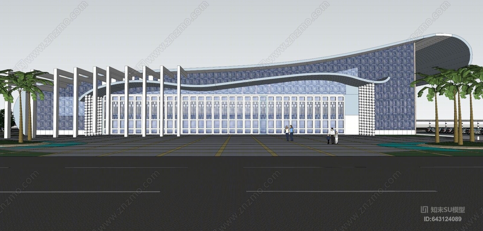 现代风格客运站SU模型下载【ID:643124089】