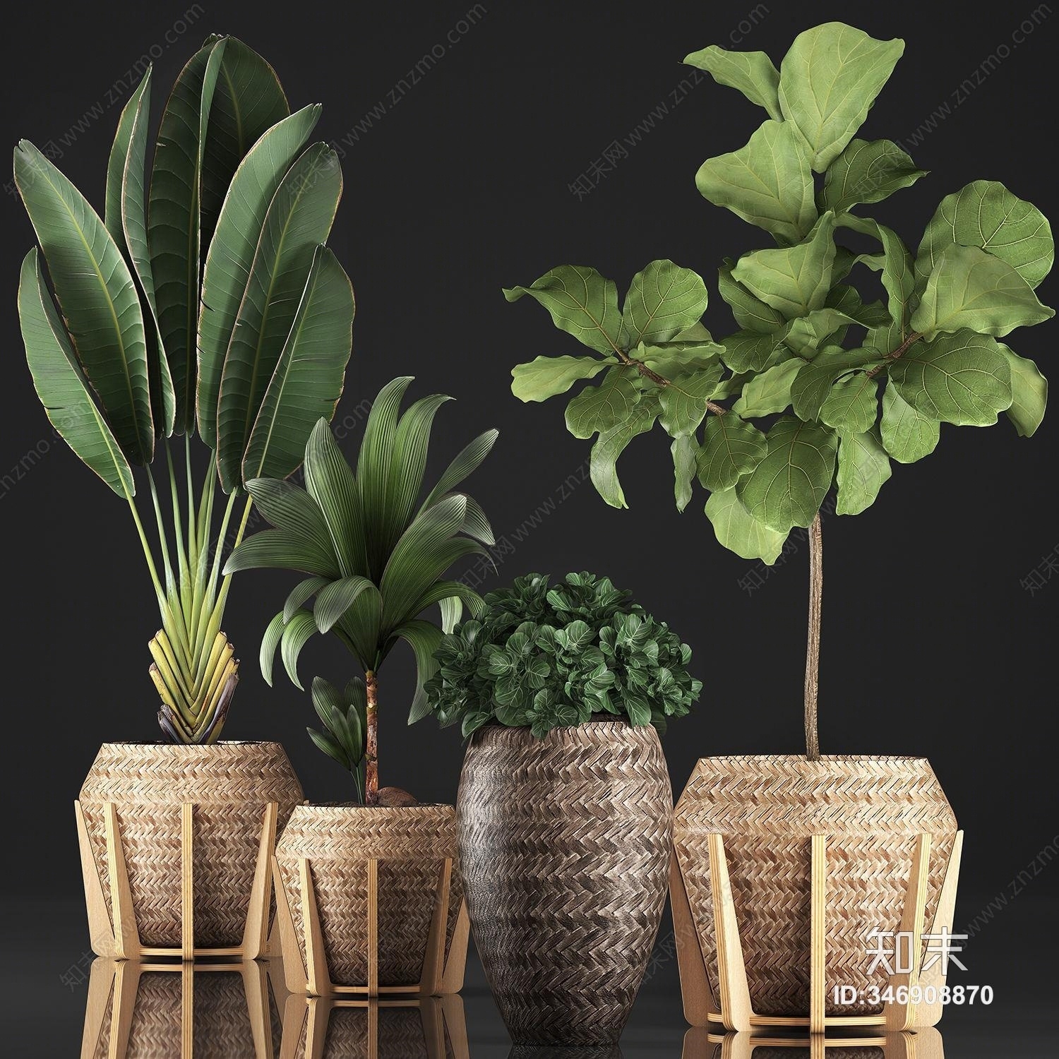 现代简约家居室内办公室植物3D模型下载【ID:346908870】