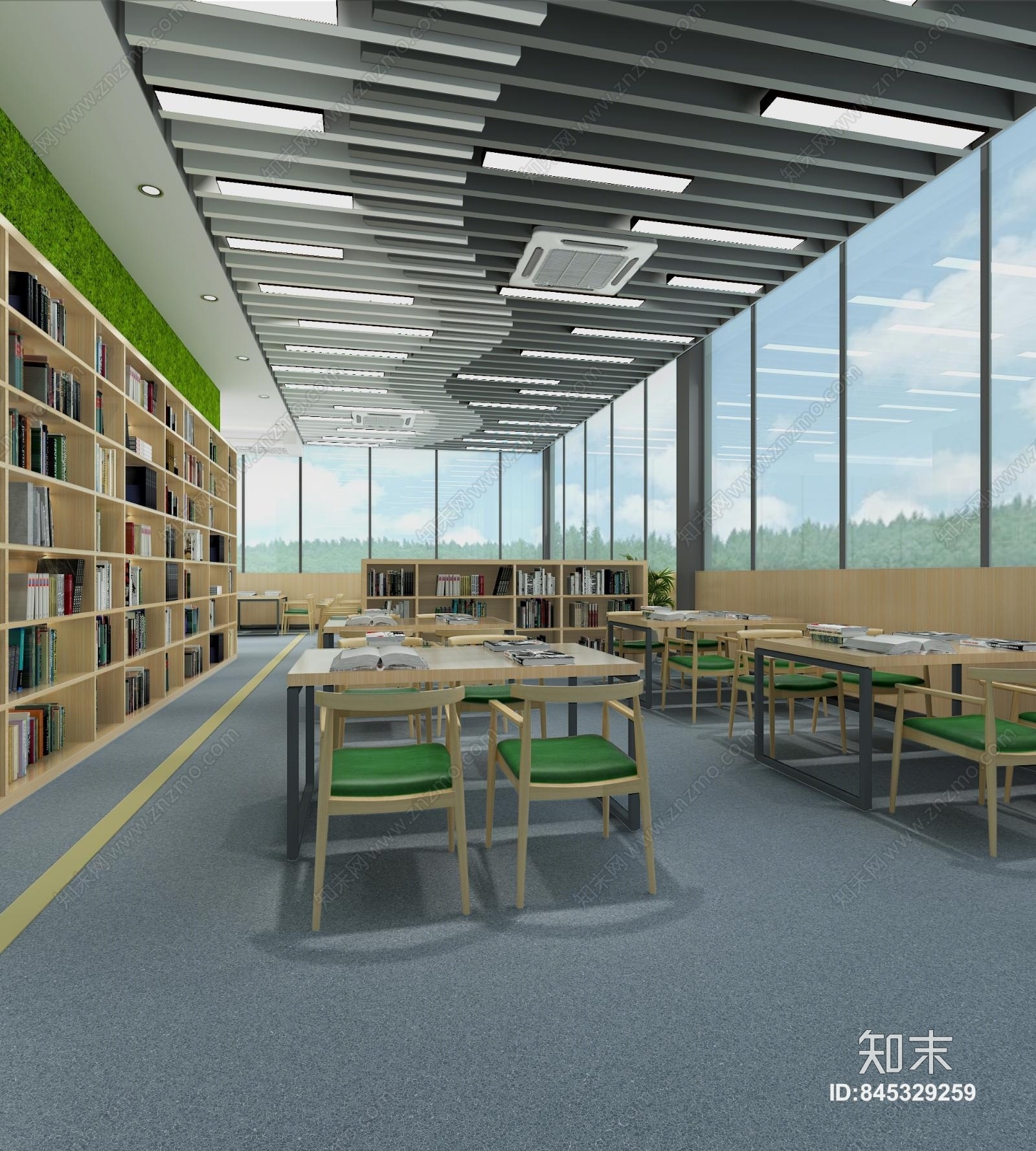 现代图书室3D模型下载【ID:845329259】