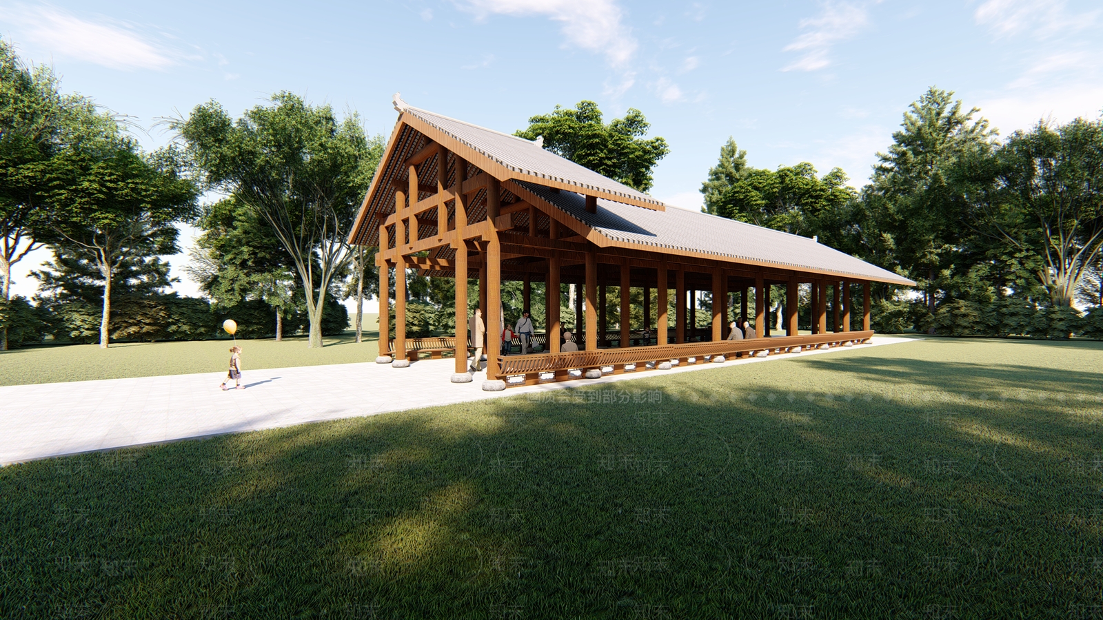 古建双层长廊3d模型下载【id:632441819】