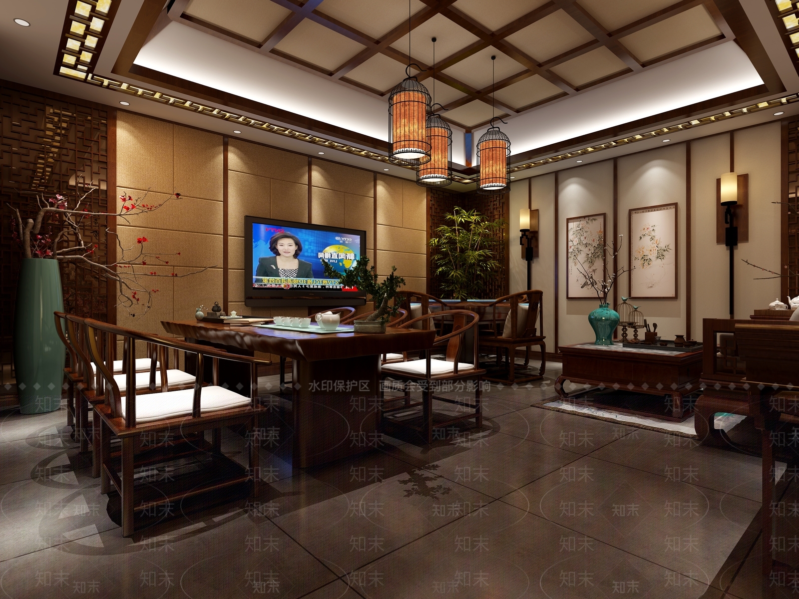 中式餐厅前台3D模型下载【ID:332198417】