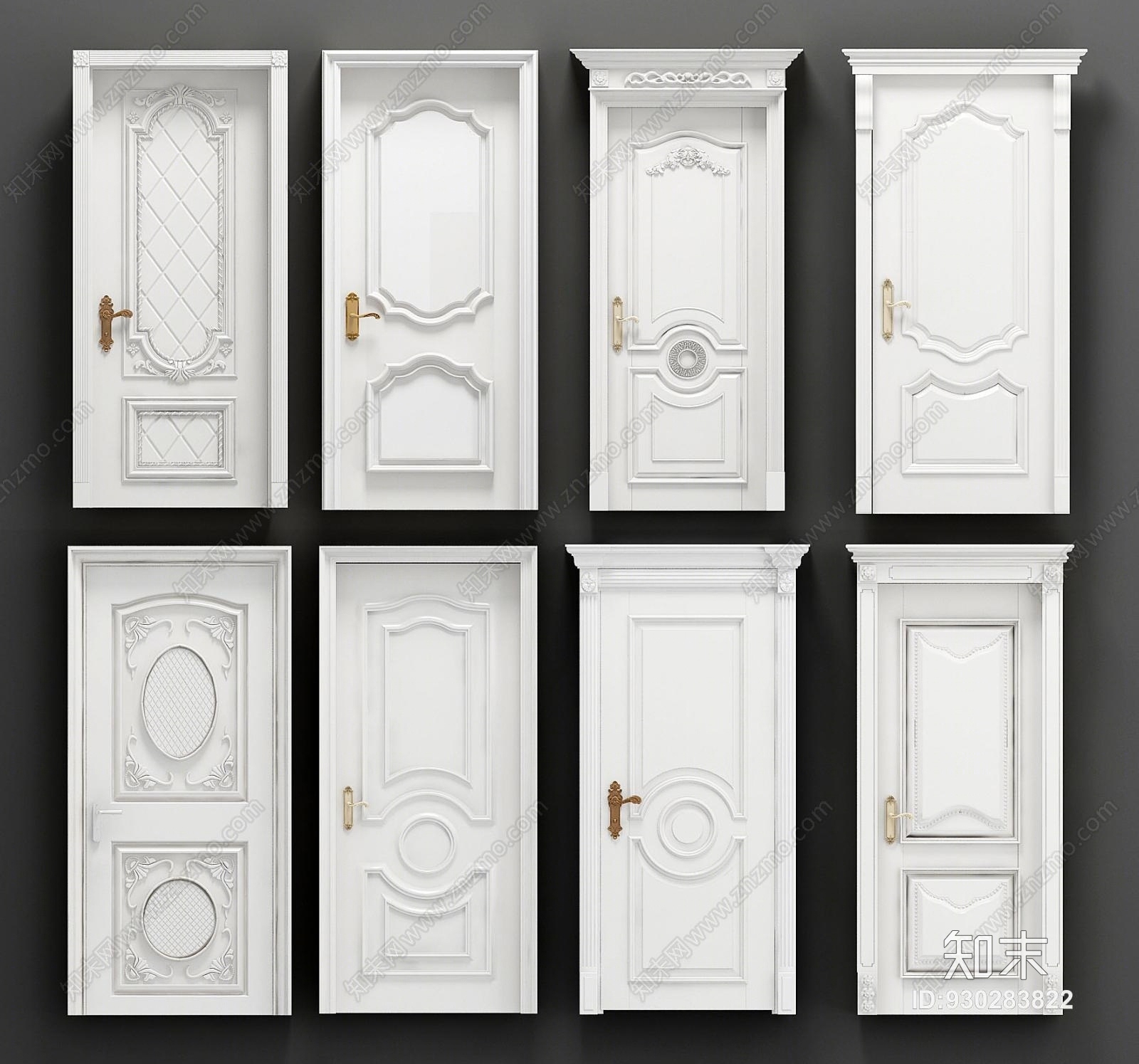 欧式门模型组合3D模型下载【ID:930283822】