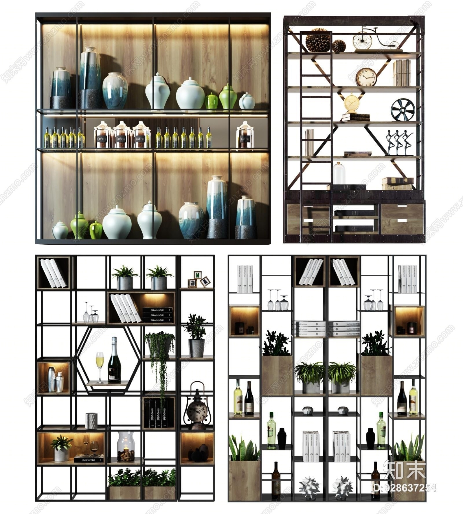 现代装饰柜3D模型下载【ID:928637254】