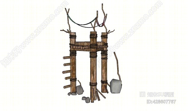 景观入口别墅庭院廊架小品会所设计编钟SU模型下载【ID:428607767】