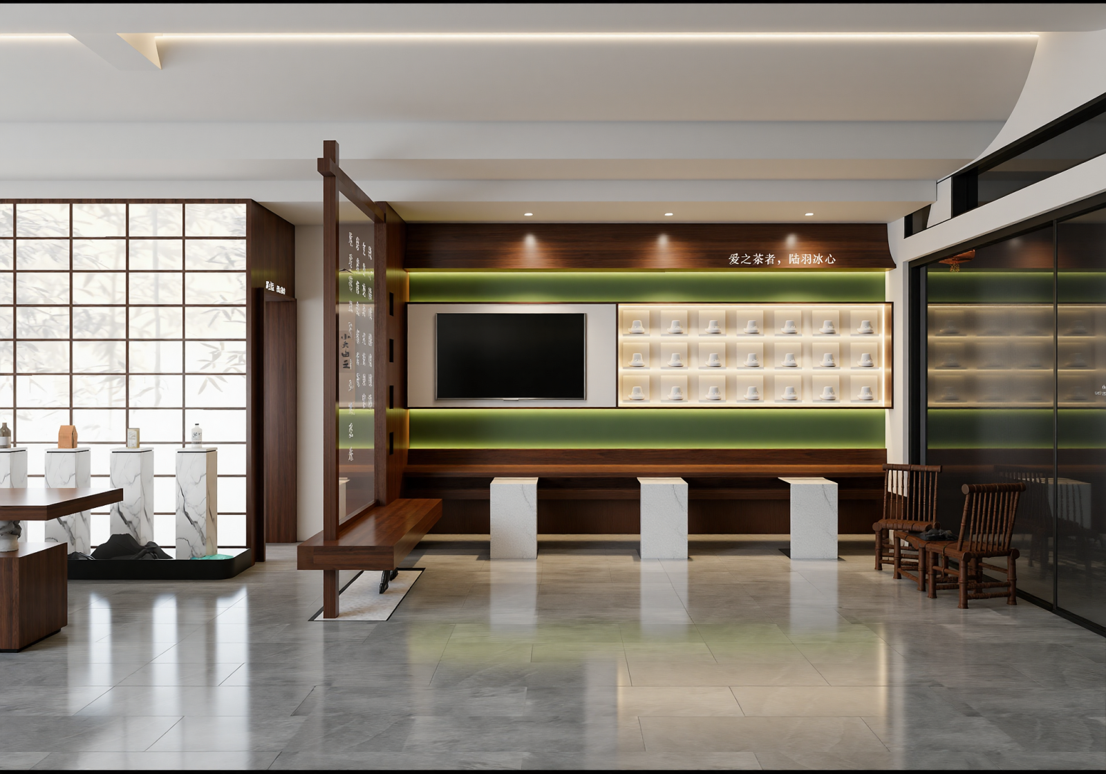 新中式茶展厅3D模型下载【ID:1215112030】