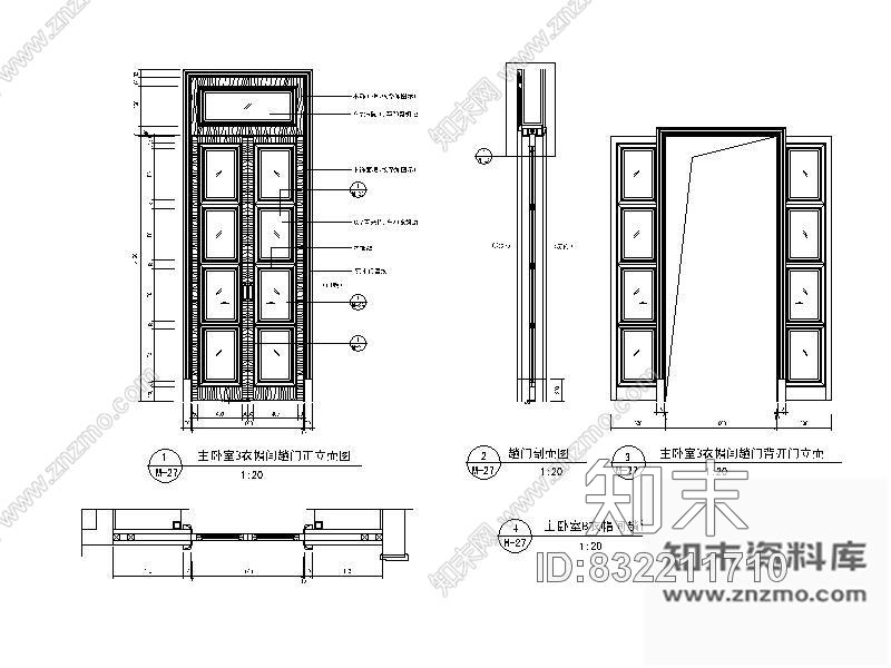 图块/节点主卧室衣帽间趟门详图cad施工图下载【ID:832211710】