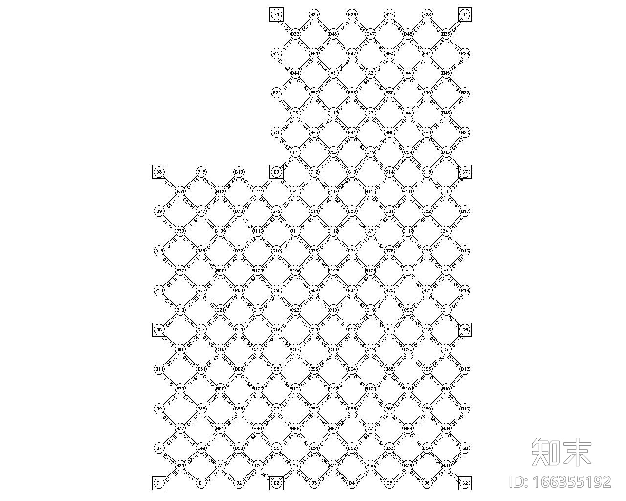 某综合楼屋面网架结构施工图（CAD）cad施工图下载【ID:166355192】