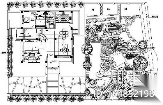 别墅庭院绿化设计图施工图下载【ID:164852196】