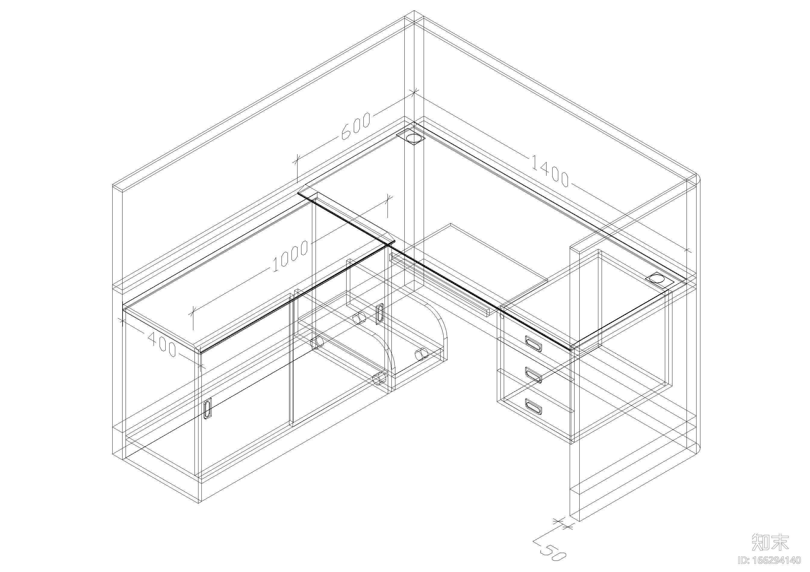 屏风办公桌CAD模型cad施工图下载【ID:166294140】