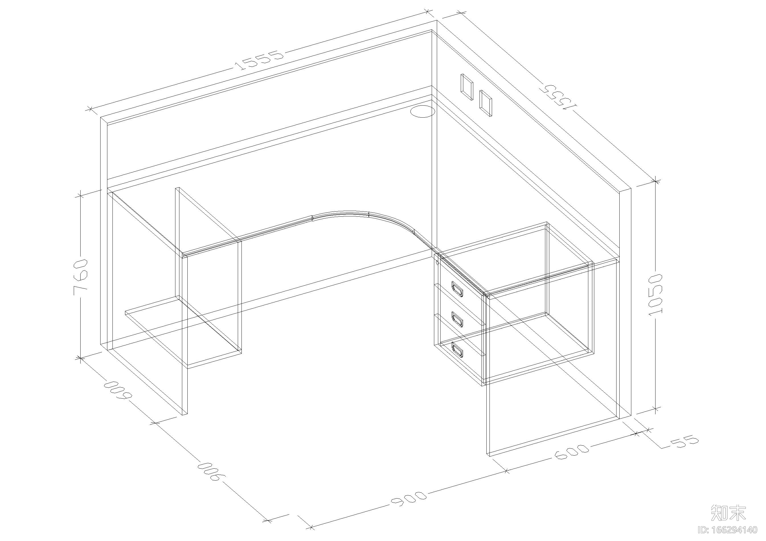 屏风办公桌CAD模型cad施工图下载【ID:166294140】