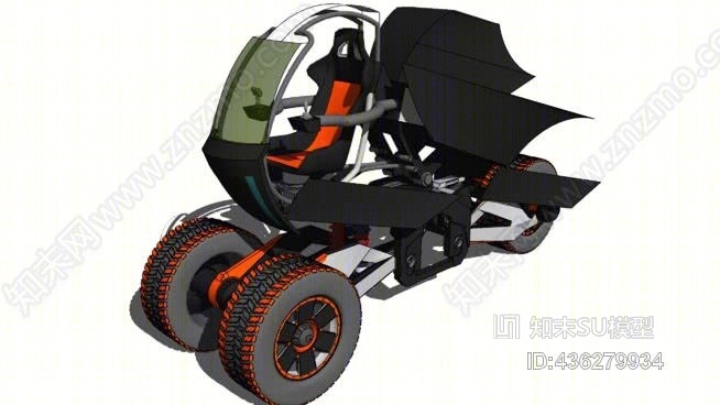 “黑狗”探测车概念SU模型下载【ID:436279934】